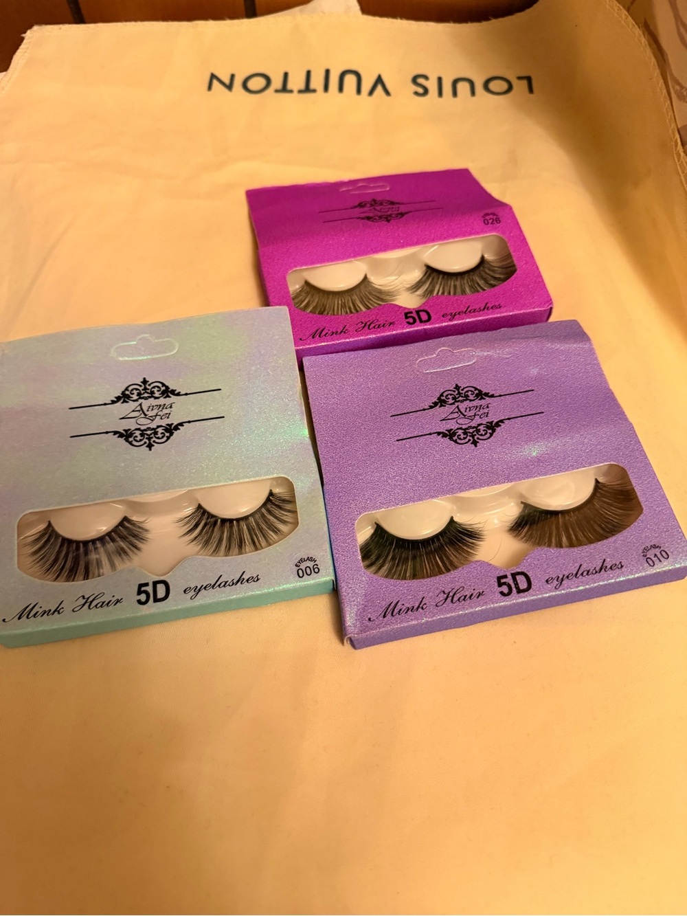 Anna 5D Mink Hair False Eyelashes - Purple, Pink, Teal Packaging